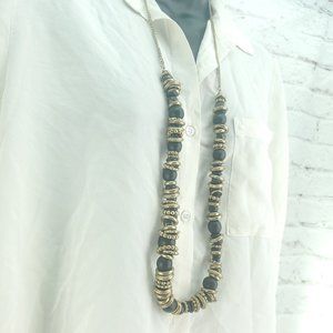 Womens Fashion Jewelry Lobster Clasp Gold Black Natural Beaded Necklace